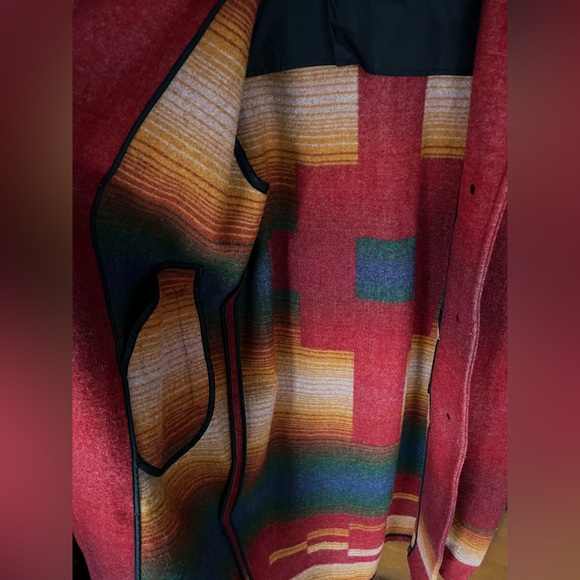 SOLD Vintage Woolrich Southwestern Aztec Wool Long Jacket Trench Coat Size Large - Picture 4 of 11
